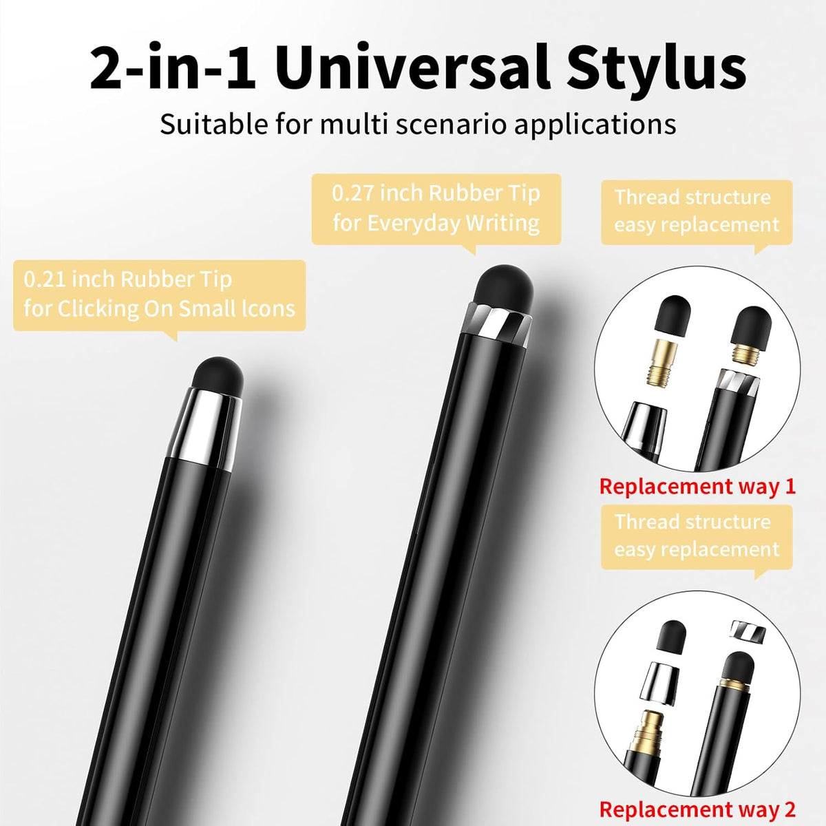 10 PCS Stylus,Stylus Pen for Touchscreen,Stylus 2-in-1 High Sensitivity & Precision Suitable for All Touch Screens of iPhone/ipad/Android Tablets(10 Stylus Pen Gold/Black + 20 Tips)
