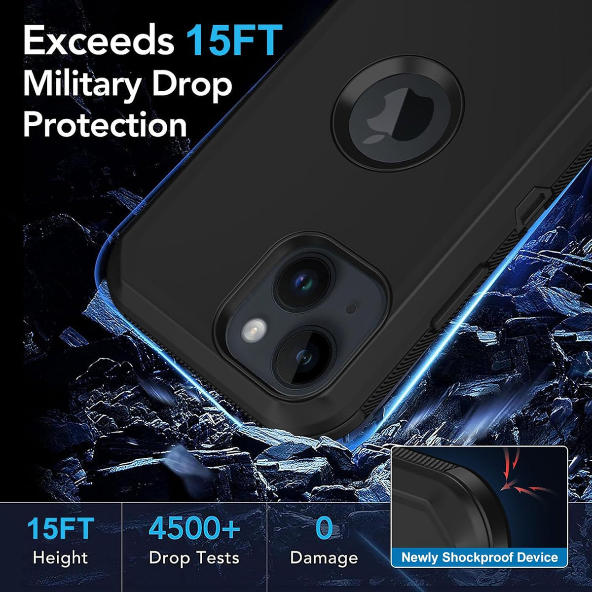 Shop Apple iPhone 15 Case - Heavy Duty, Full Body 3-Layer Rugged, Built-in Screen Protector, Shockproof, Dustproof,