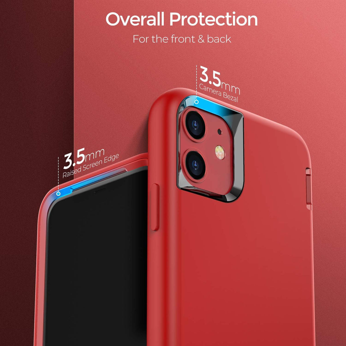 ORIbox Liquid Silicone Heavy Duty Shockproof Case for iPhone 11 Pro Max, 10 FT Military Grade Drop Protection - Red