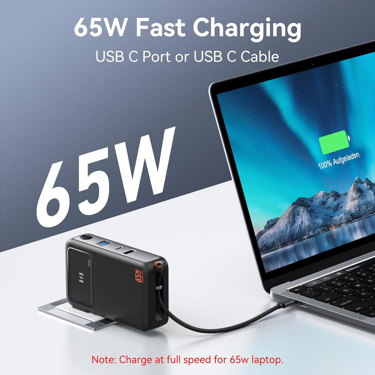 Fast Charging Portable Charger Power Bank 10,000mAh PD35W USB-C Battery Pack with 65W GaN Wall Charger, Built in USB C Cable for iPhone 16/1514/13 Series, Laptop, Samsung, Pixel, MacBook, Dell