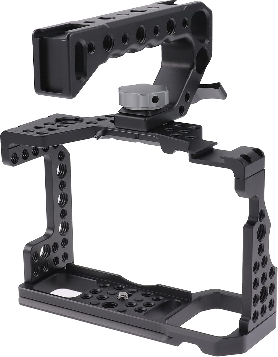 Hersmay A7III Cage with Top Handle, A9 Camera Cage for Sony A7III / A7RIII /A9 /A7II Mirrorless Camera, Multiple 1/4" 3/8" Screw Holes for Vlogging Video Shooting Filmmaking Rig