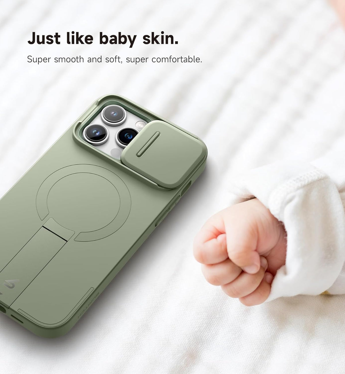SURITCH for iPhone 14 Pro Max Case with Magnetic Camera Slide Cover and Adjustable Kickstand, Compatible with MagSafe, Shockproof Bumper Case Slim Protective Cover 6.7 Inch, Green