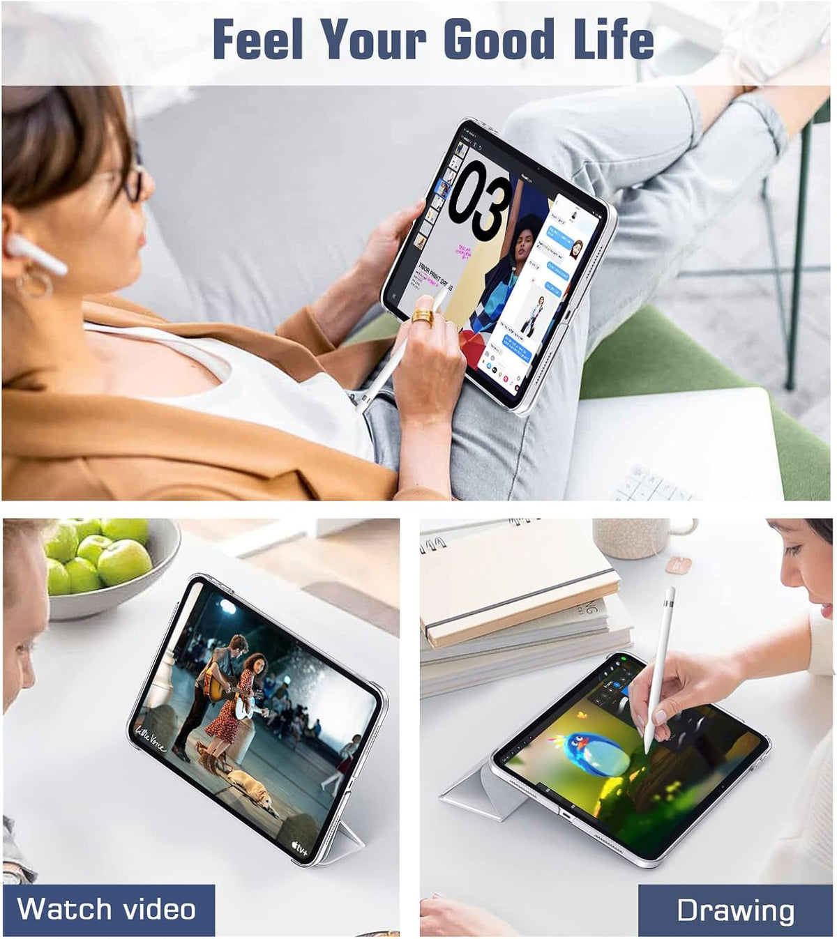 TiMOVO iPad 10th Generation Case 2022, Slim Hard Back Shell, Protective Smart Cover with Stand for 10.9 inch iPad