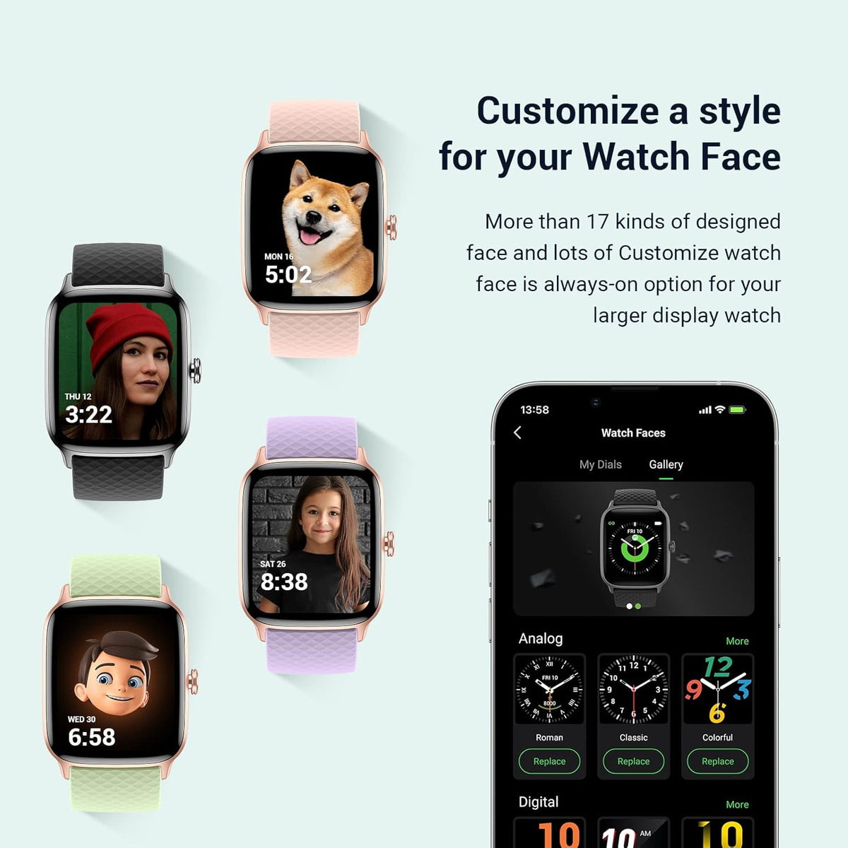 Smart Watch, Fitness Smartwatch with Heart Rate Monitor & Sleep Monitor, Health and Fitness Tracker, Compatible with