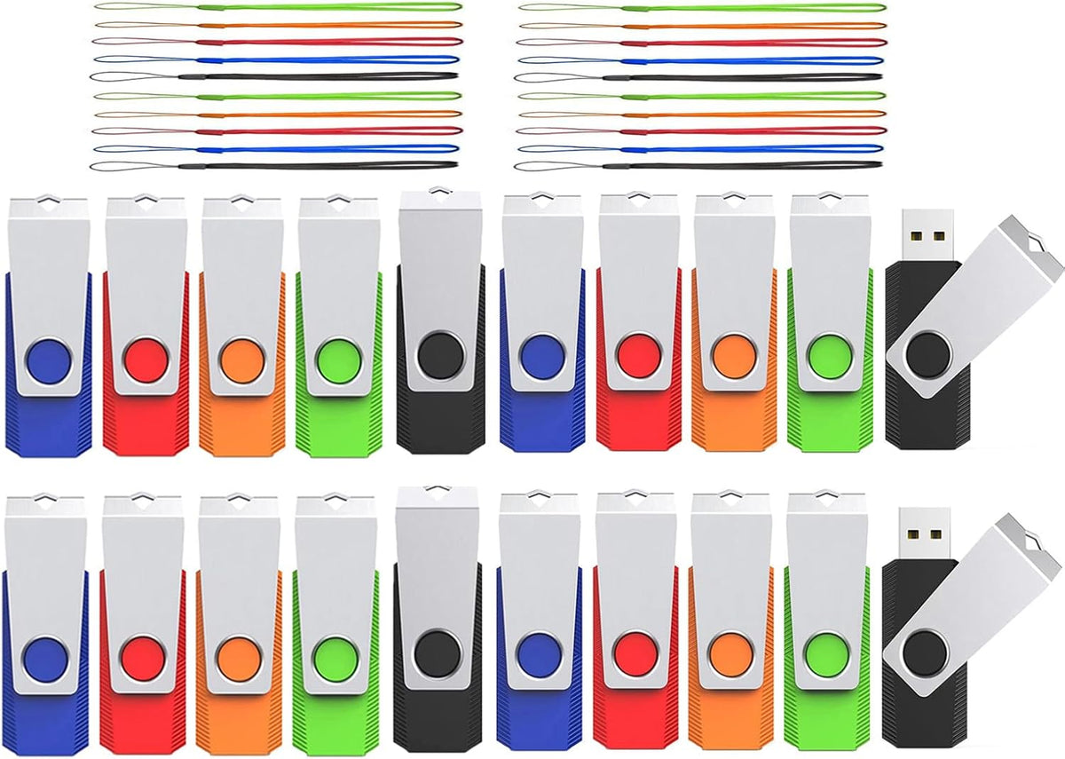 (Not 128GB) 128MB USB 20 Pack, Wooolken USB 2.0 Flash Drive Memory Stick Thumb Drive Jump Drive USB Stick for Data Storage and Backup (Mixed Colors)