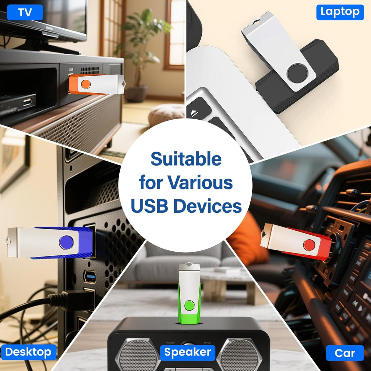 16GB Flash Drive 20 Pack, Wooolken USB 2.0 Memory Stick Thumb Drive Jump Drive USB Drive for Data Storage and Backup (Mixed Colors)