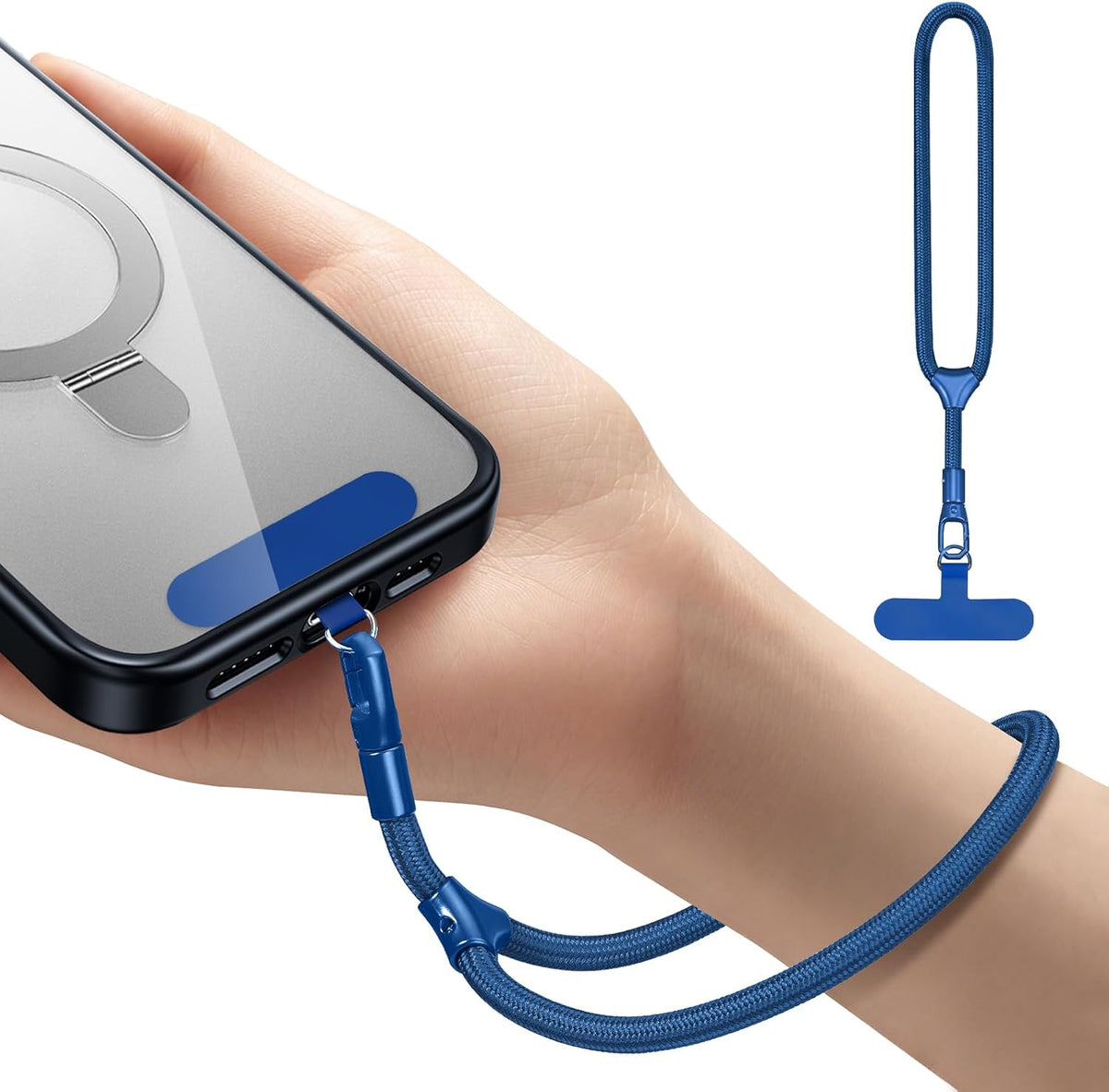 Phone Wrist Strap, Universal Adjustable Hand Wrist Strap Lanyard for iPhone 16 and Most Smartphones, Multifunctional Patch Lanyard with Phone Tether Tab for Women and Men, Royal Blue