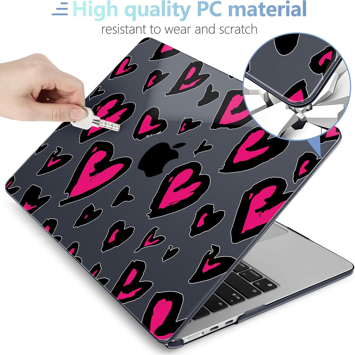 MEEgoodo Case for MacBook Air M4/M3/M2 13.6 inch 2025 2024 2022, Fit Model A3240 A3113 A2681, Compatible with MacBook Air 13 inch, Laptop Hard Shell Case with Keyboard Cover, Handwritten Heart