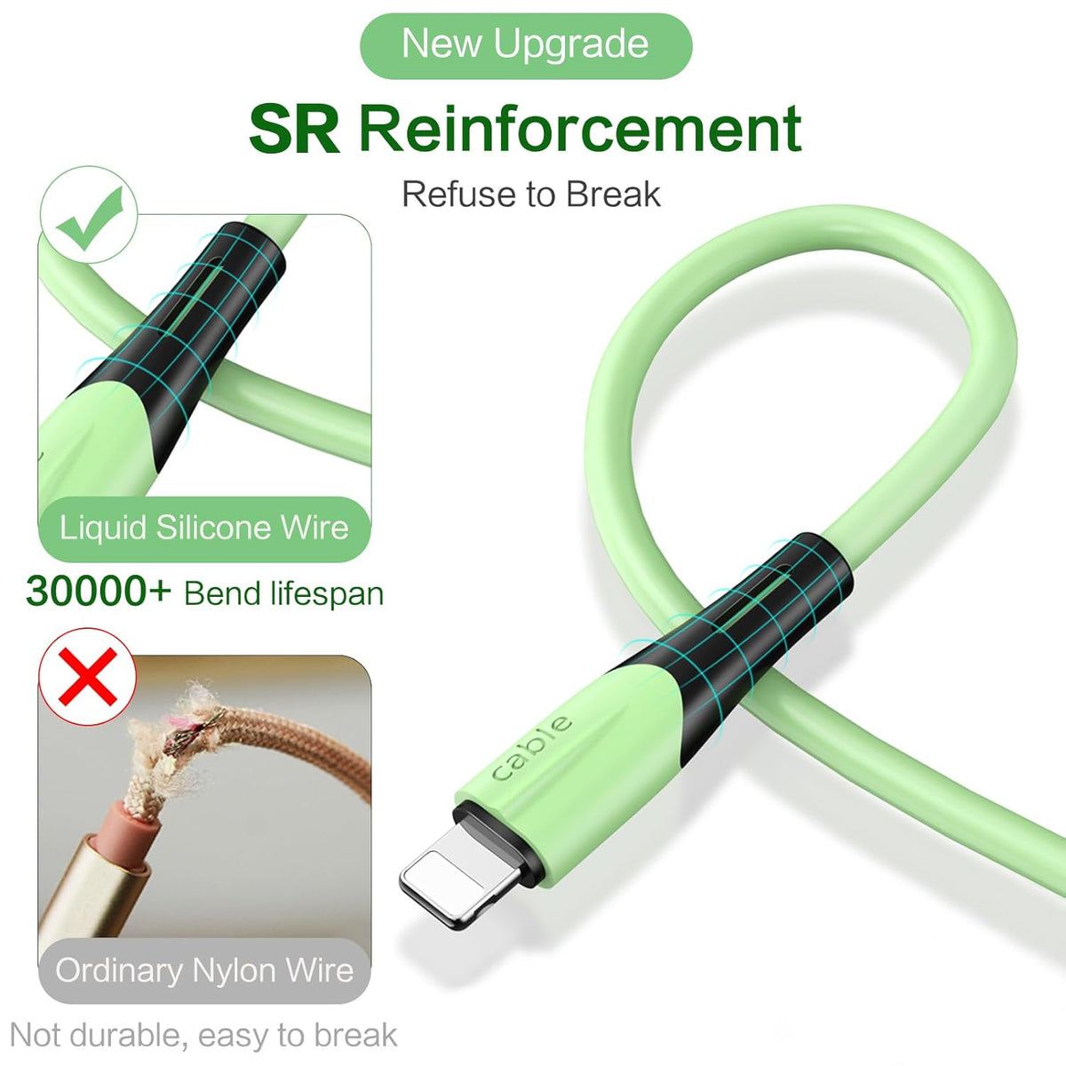 Multi Charging Cable 2-Pack 5FT, 3 in 1 5A Multiple USB Fast Charger Cord Adapter with IP/USB C/Micro USB Connectors