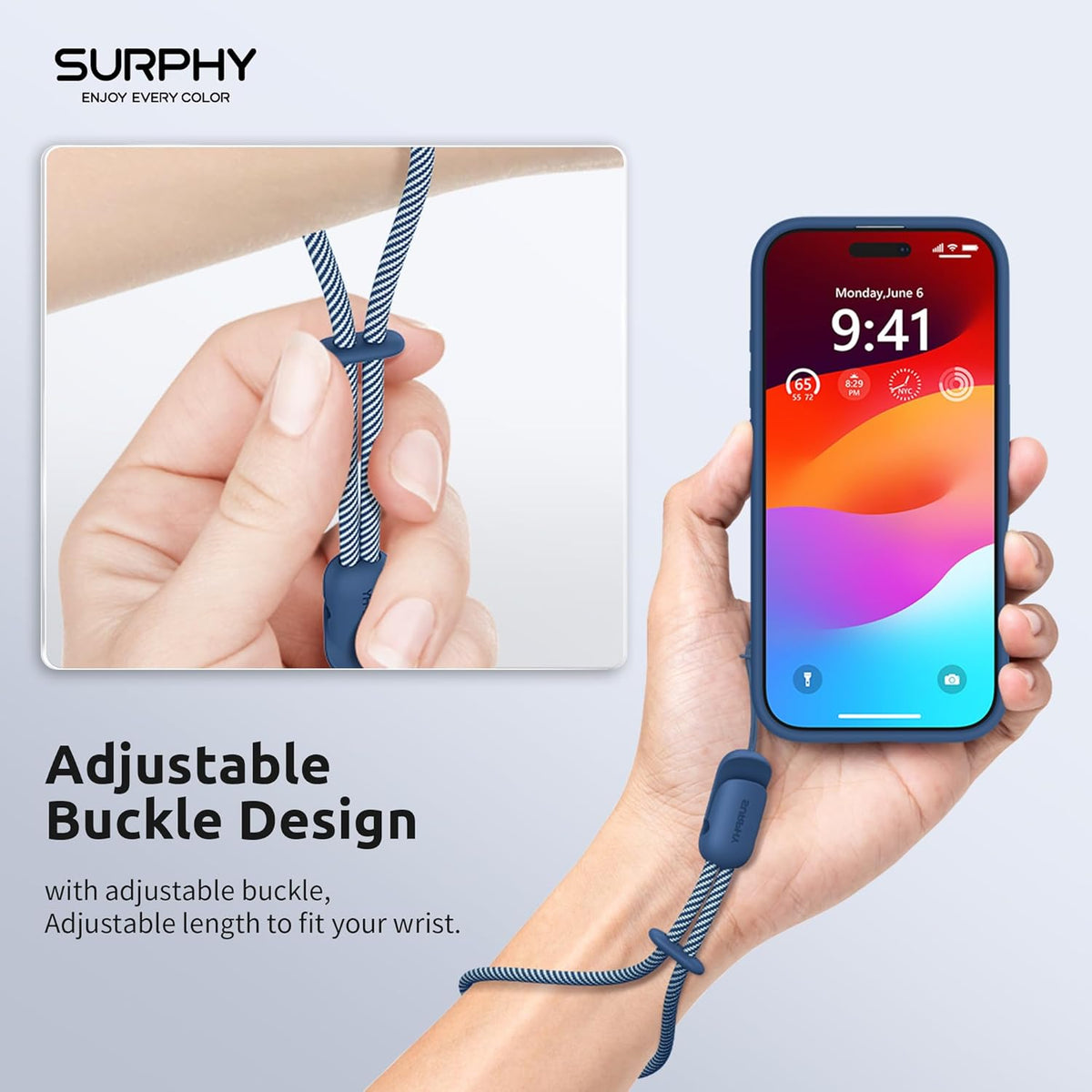 SURPHY 2 Pack Phone Lanyard for Cellphone Case, Phone Wrist Strap for Case, Cellphone Strap with 2-Color Braided, Charm Wrist Lanyard for Women and Men, Blue Jay & Gray