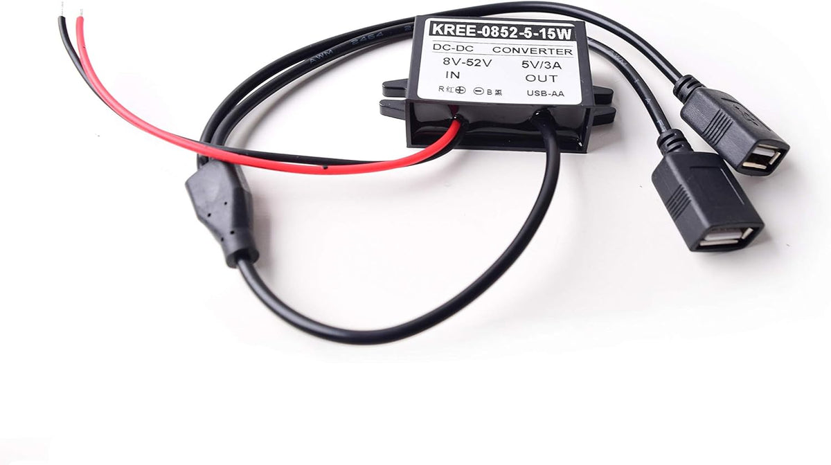 Auto Vehicle Direct Wire Charger, 12V 24V to 5V Dual USB Charging Cable for Dash Camera, Car DVR, GPS