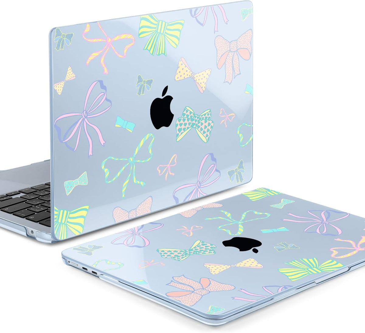 MEEgoodo Case for M4/M3/M2 MacBook Air 13.6 inch Case 2025 2024 2022, Fit Model A3240/A3113/A2681, Laptop Hard Shell with Keyboard Cover Compatible with MacBook Air 13 inch, Hand Drawn Doodles & Bow