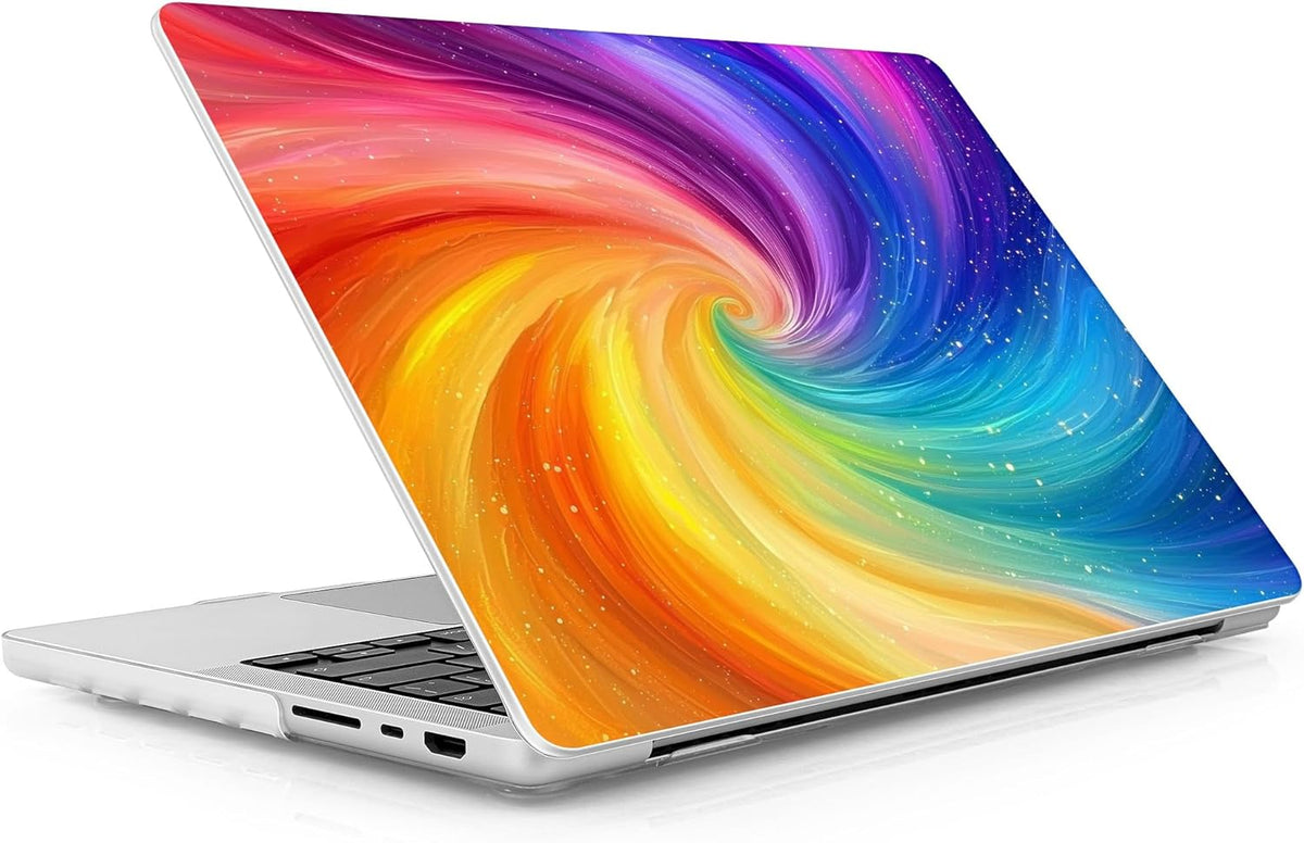 for MacBook Pro 16 inch Case 2021 2022 2023 2024 Release A3186 A3403 M4 A2991 M3 A2780 M2 A2485 M1 Pro/Max, Hard Shell Case with Screen Protector & Keyboard Cover, Swirling Rainbow
