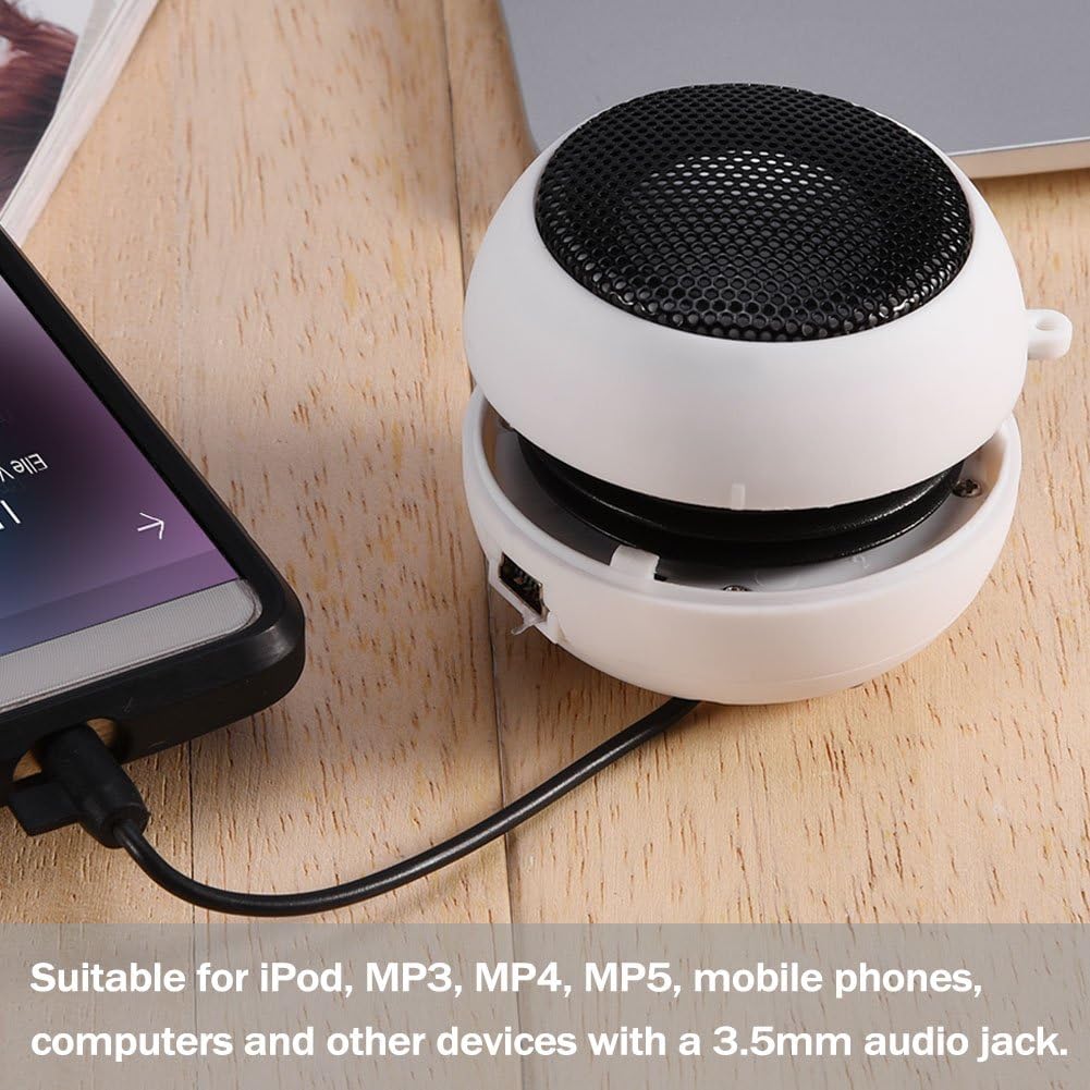 Mini Portable Speaker, Telescopic Design for Computer Smartphone MP3 Tablet, USB Powered, Lightweight, 2 Colors (White)