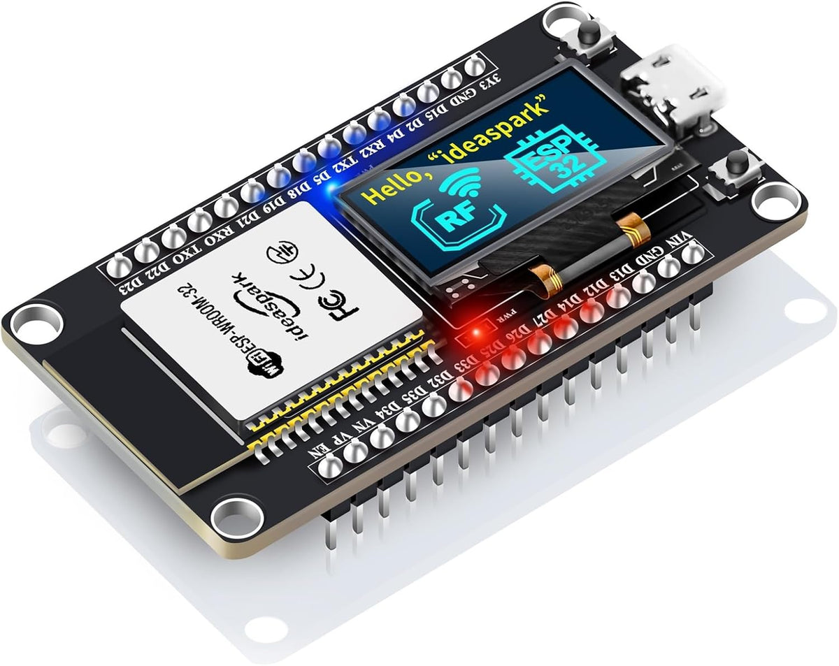 ideaspark ESP32 0.96 Inch Display,CH340 Development Board Integrated OLED Driver,WiFi+BLE Wireless Module,and Micro USB