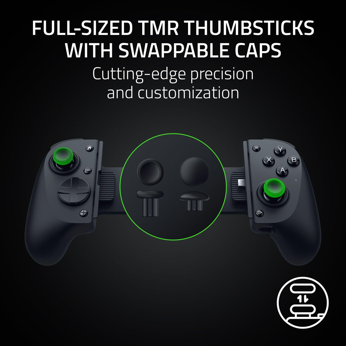 Razer Kishi V3 Pro Gaming Controller for iPhone 15, 16, 17 Series, Android & iPad mini up to 8": Full Sized TMR Thumbsticks - Back Buttons - PC Remote