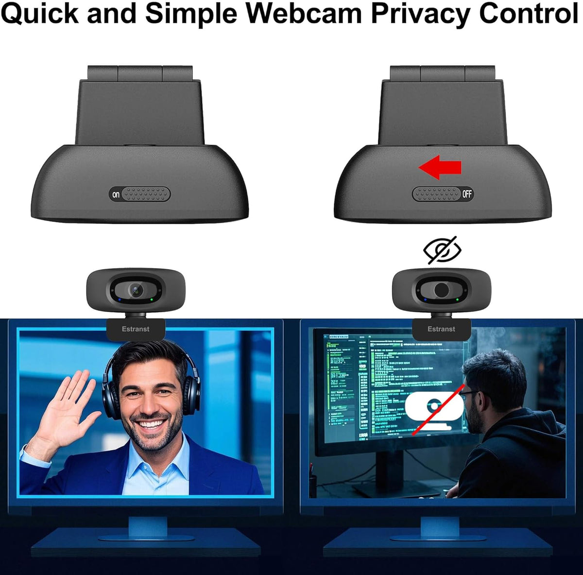 USB Webcam with Privacy Cover & Noise Canceling Microphone, Works with Zoom Teams YouTube Xbox, External 1080P Computer Web Camera for Laptop Mac PC Desktop Monitor