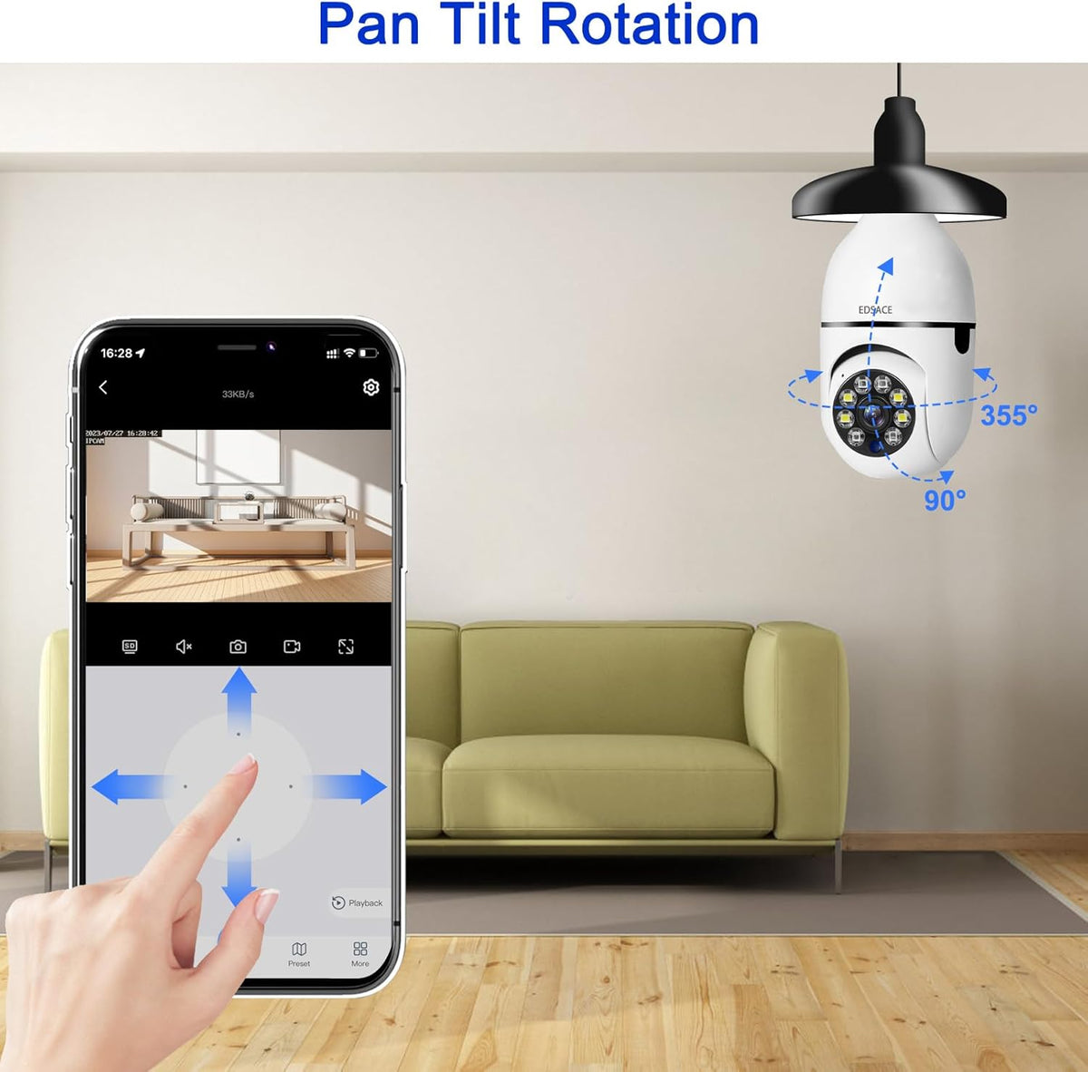 Light Bulb Security Camera, 1080P Wireless Outdoor Indoor Camera, Motion Detection, Easy Installation Socket Camera