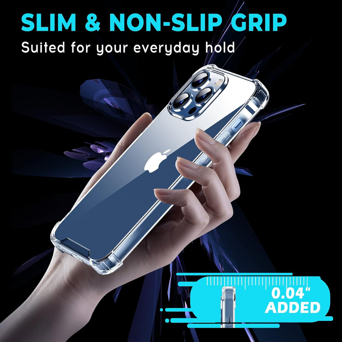 ORIbox Clear Case for iPhone 12 Pro Max, Shockproof Protection for Women Men Kids