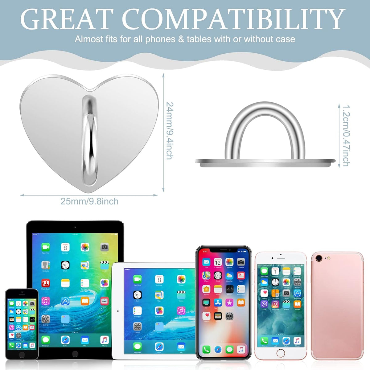 12 Pcs Cell Phone Charm Hook Rings, Adhesive Finger Grip Loop Stand for Cell Phone Tablet DIY Accessories