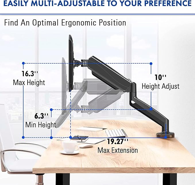 Spring LCD Monitor Arm with USB and Multimedia Ports for: Sceptre Curved 24 75Hz Professional LED Monitor 1080p 98% sRGB HDMI VGA Build-in Speakers Machine Black 2021