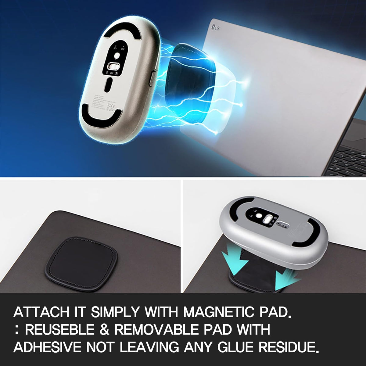 Magnito Mouse - Compact Wireless Mouse for MacBook, Magnetic Attachable, Bluetooth, Silent Clicks