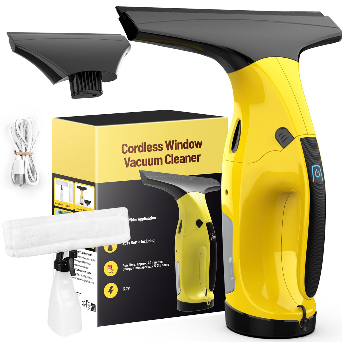 Kiato Window Vacuum Squeegee Cordless, Electric Window Vacuum Cleaner With 2 X Squeegee (11   + 6.7   ), Rechargeable Window Vac