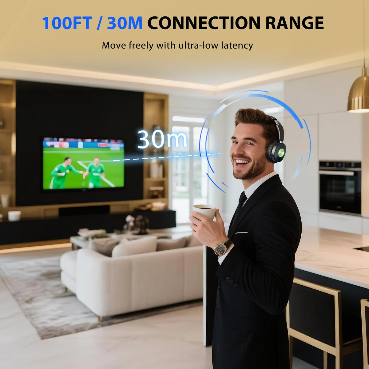 Wireless Headphones for TV Watching, TV Headphones Wireless for Seniors with Low Latency , V5.4 Over Ear Headphones with Digital Optical RCA AUX 3.5