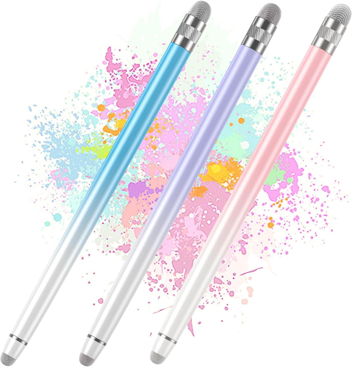 3PCS Stylus Pens for Touch Screens, Stylus Pen for iPhone/iPad/Tablet Android/Microsoft/Surface, Compatible with All Touch Screens(Purple/Pink/Blue)