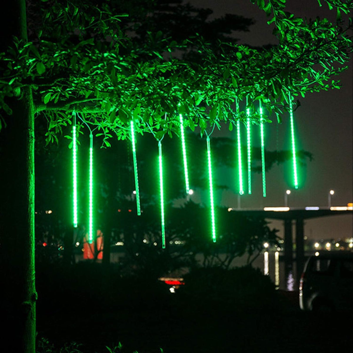 Roytong High Brightness 10 Tube 12 Inch 360 LED Meteor Shower Rain Lights Cascading Falling Rain Outdoor Light for Christmas Halloween Tree Raindrop