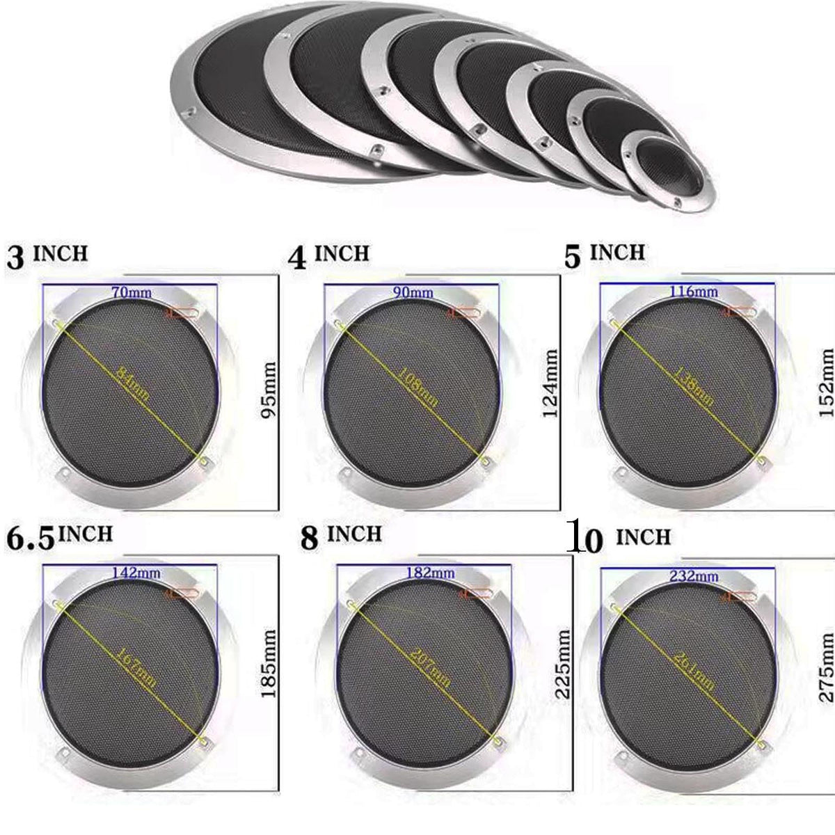 Lagogia 4" Universal Speaker Grille Mesh Cover, Round Decorative Ring Woofer Protection Grille Protective Cover for Cars Home Stereo DIY Accessories