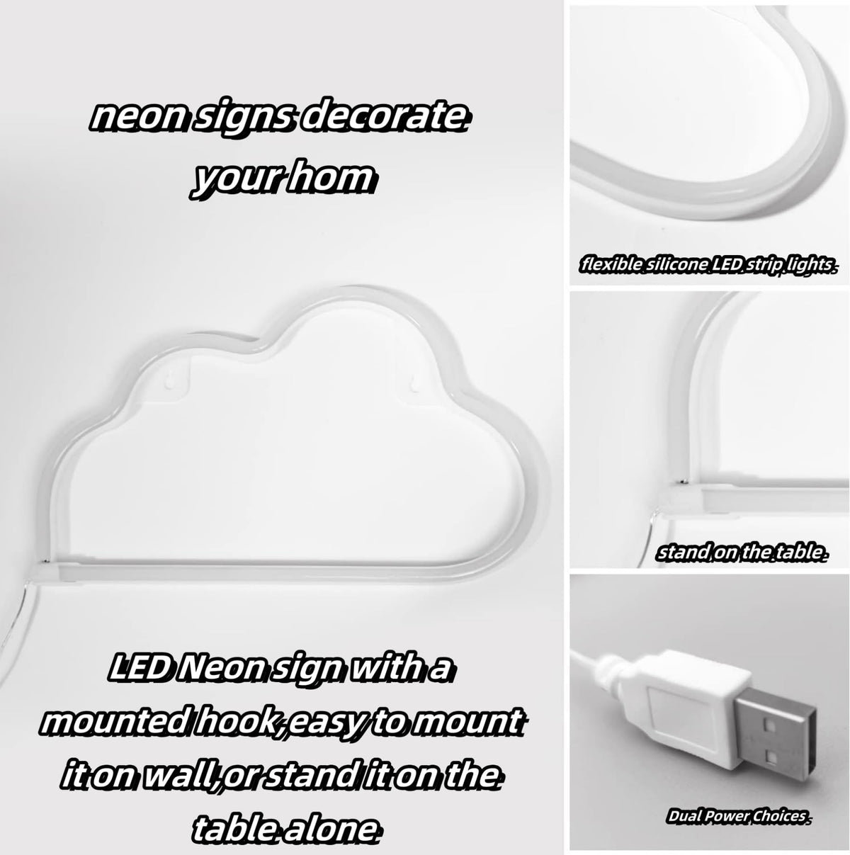 Neon Signs-LED Cloud Neon Light for Wall Decor, Battery or USB Powered Cloud Sign Shaped Decoration Wall Lights (pink)