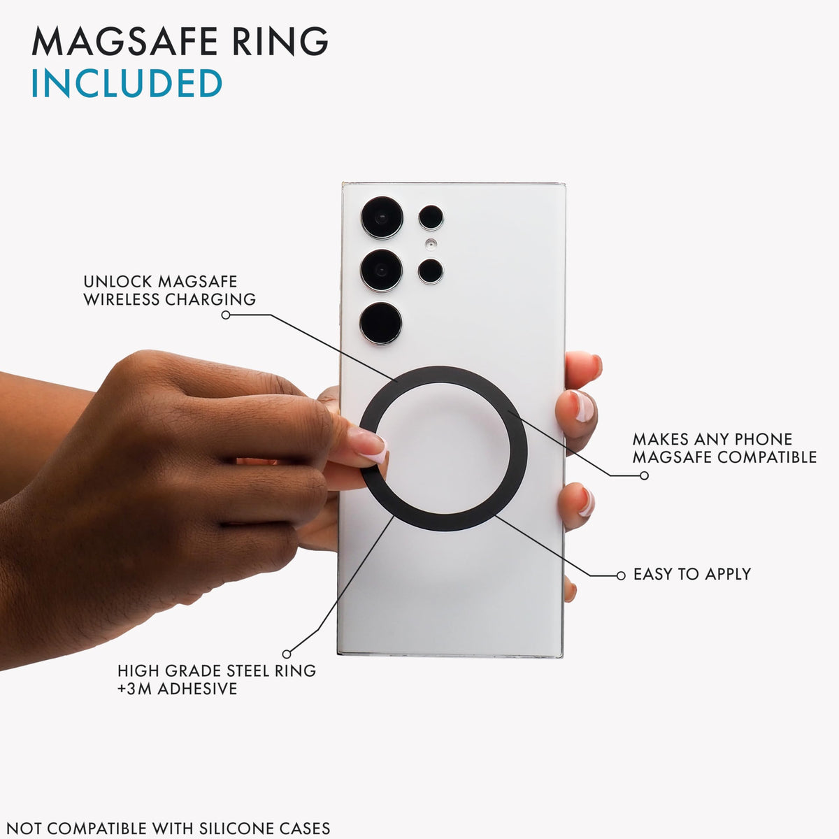 LOVEHANDLE Phone Wallet with Kickstand and Adapter Ring for MagSafe, Phone Card Holder, Wireless Charging Compatible, Wallet Compatible with MagSafe