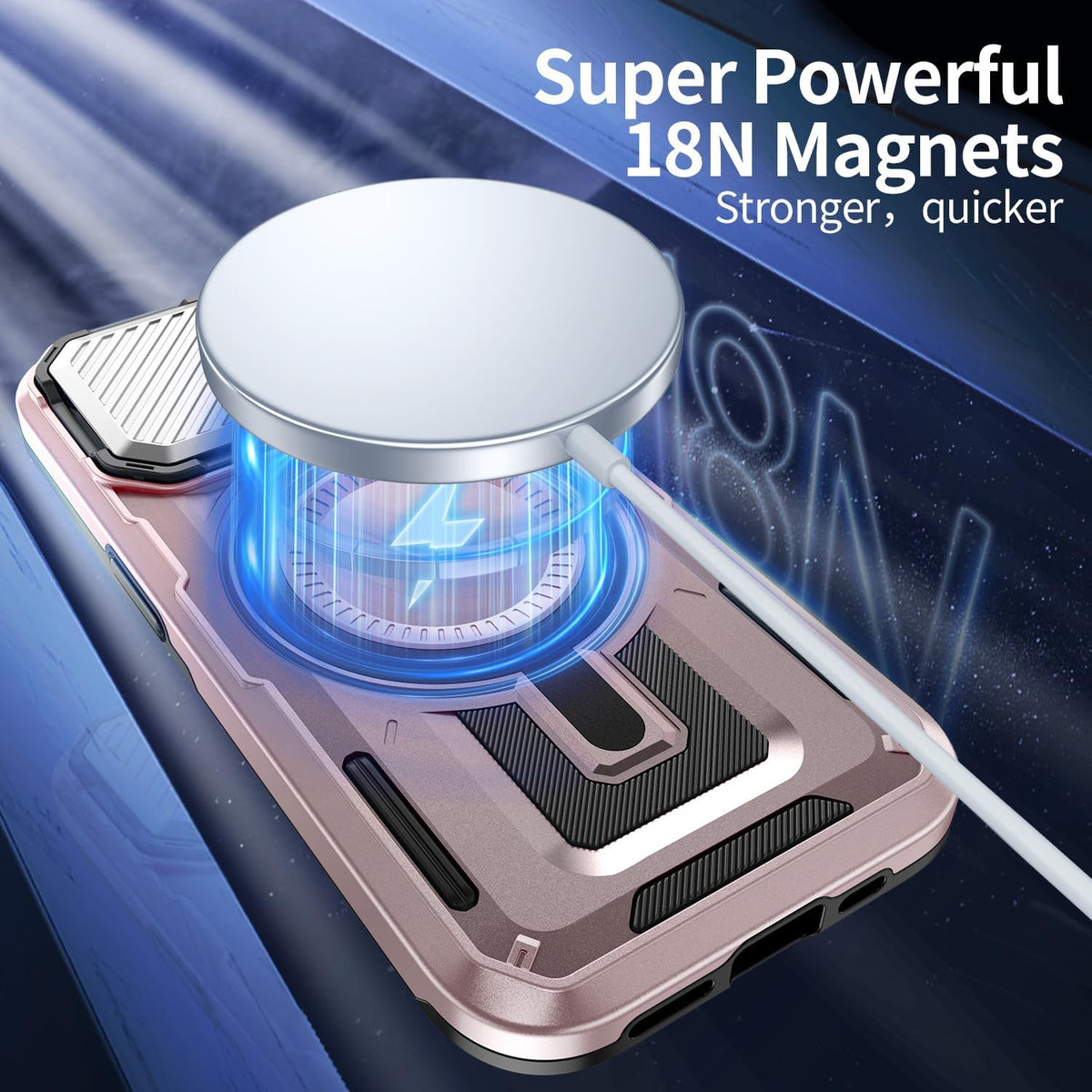 Camera Stand Case for iPhone 12 Pro Max, [Compatible with Mag Safe] [Lens Cover] 2024 Version Military Grade Protective Soft Case for iPhone 12 Pro Max 6.7 inch Men Women, Pink
