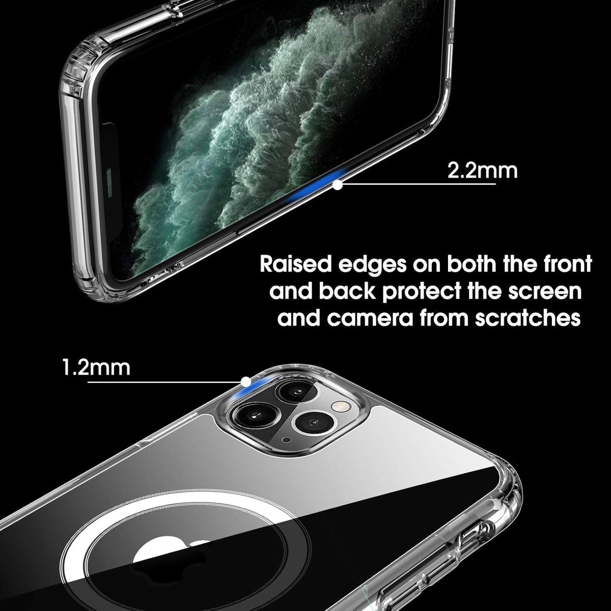 amCase Cellular Phone Case - Compatible with MagSafe, iPhone 11 Pro (5.8"), Shock-Absorbent, Clear