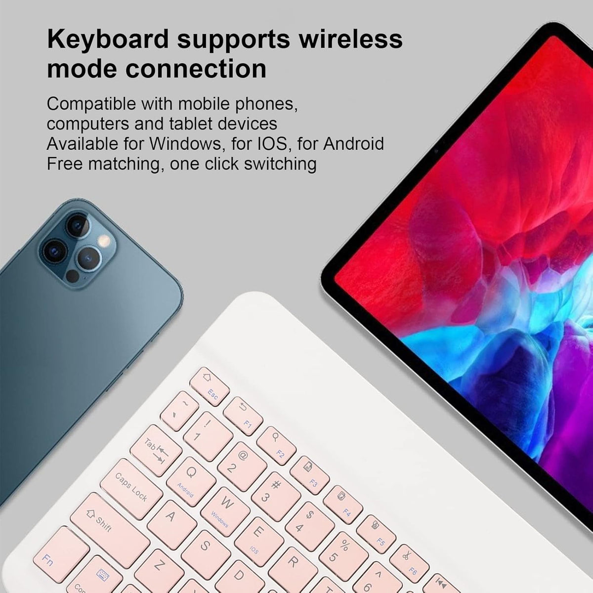 Bluetooth Keyboard Mouse Set, 10 Inch Ultra Thin Quiet Keyboard with DPI Mouse, Composite Keys Combo for Cellphone