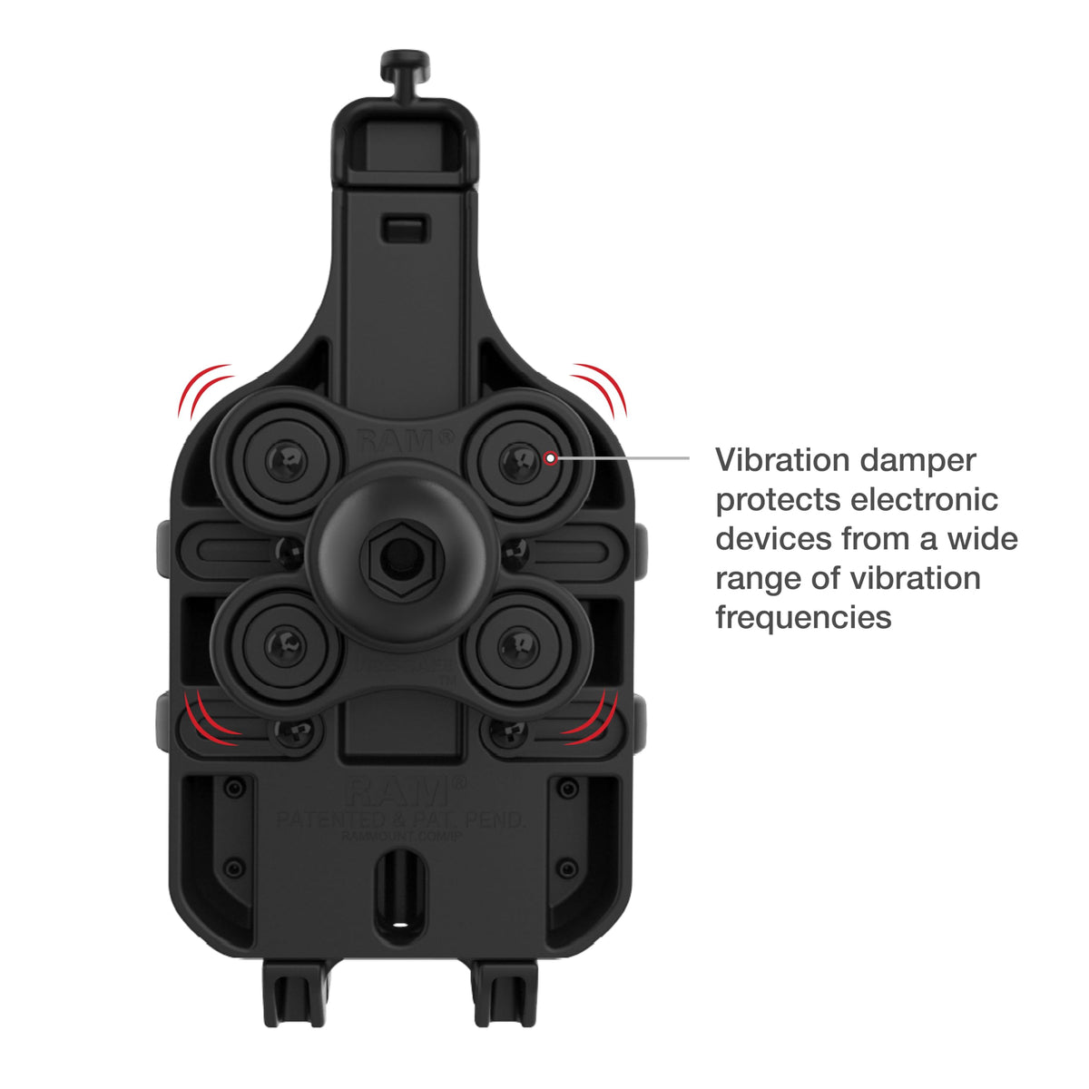 RAM MOUNTS Quick-Grip Pro Motorcycle Phone Holder with Vibration Damper, B Size 1" Ball Mount for Smartphones & GPS Devices, RAM-HOL-PD5BVU