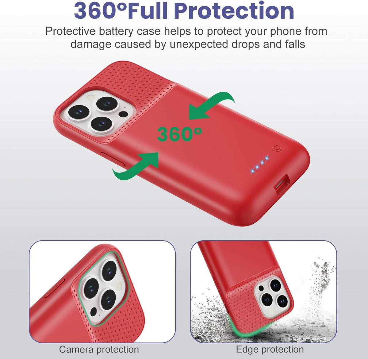 [2024 Upgraded] Battery Case for iPhone 14/13/13 Pro (6.1 Inch), 7500mAh Ultra-Slim Portable Extended Charger Case (Red)