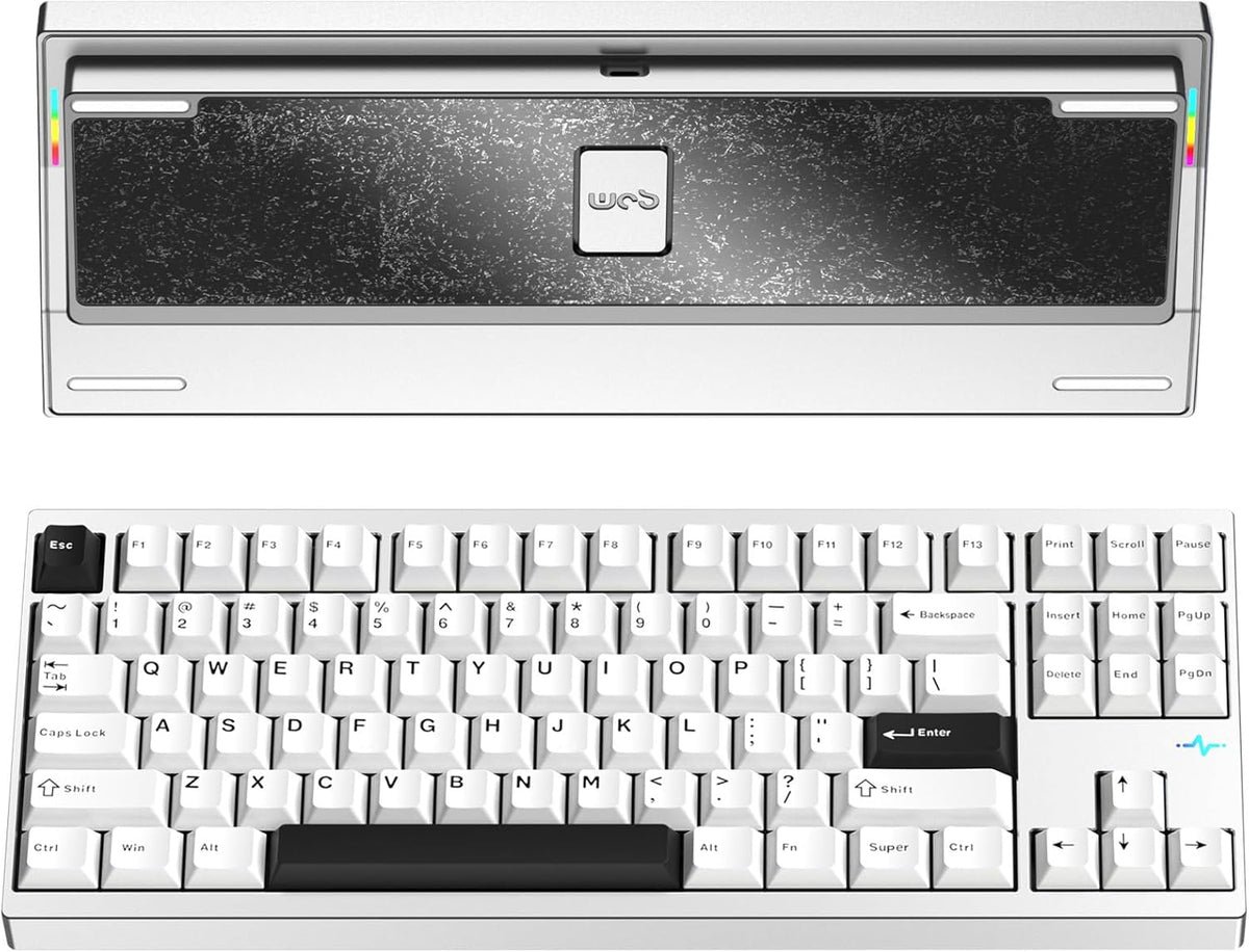 KEEBMONKEY WOBKEY Crush 80 Reboot CNC Aluminum 5-Second Quick-Release Triple-Mode Connectivity Mechanical Keyboard with Superior Acoustics (Lite Silver)