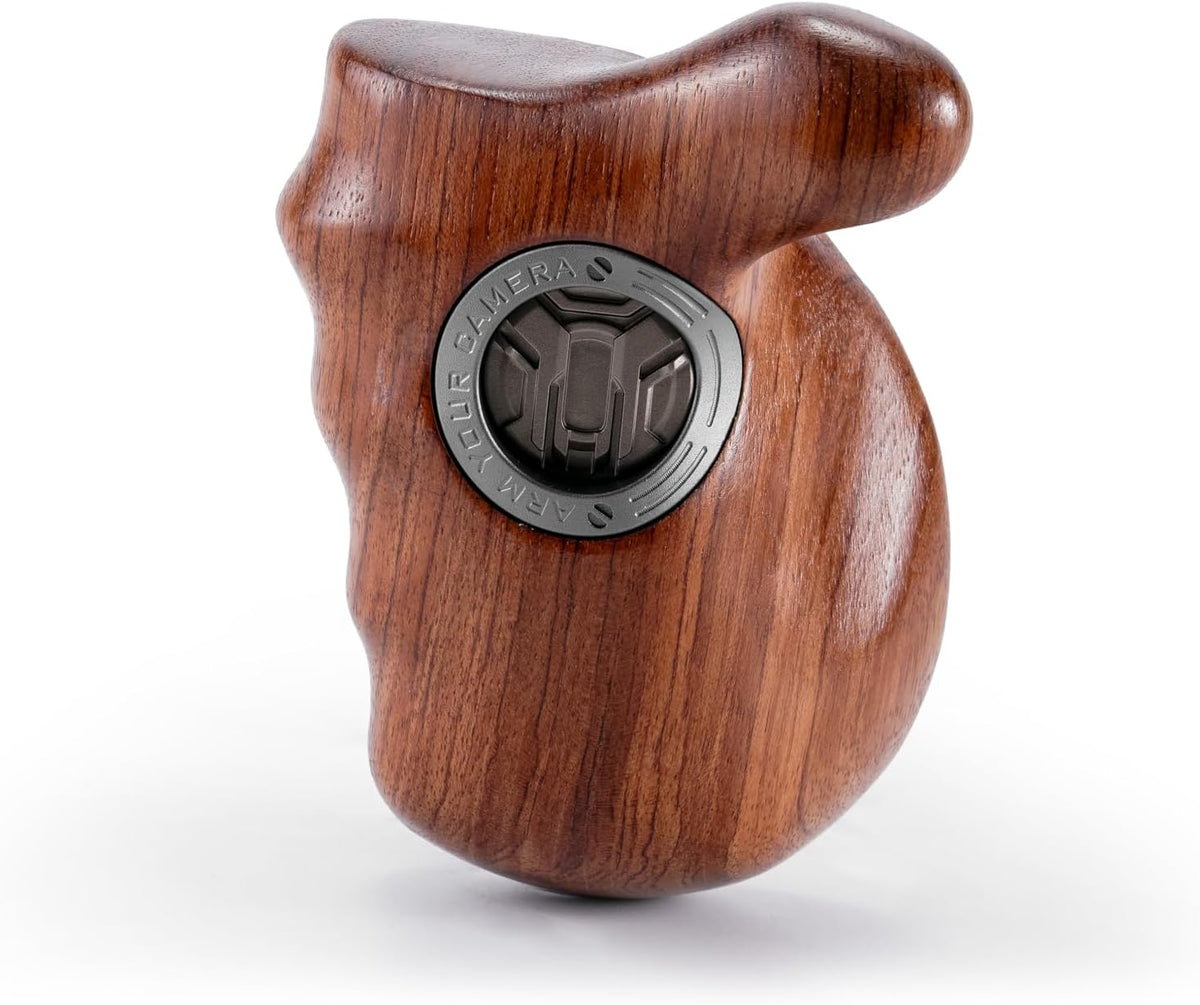 Tilta Advanced Left Side Wooden Handle (1/4-20" with Locating Pins - Type XI) | Black Walnut Wood & Aluminum Alloy Build | Quick Release Button