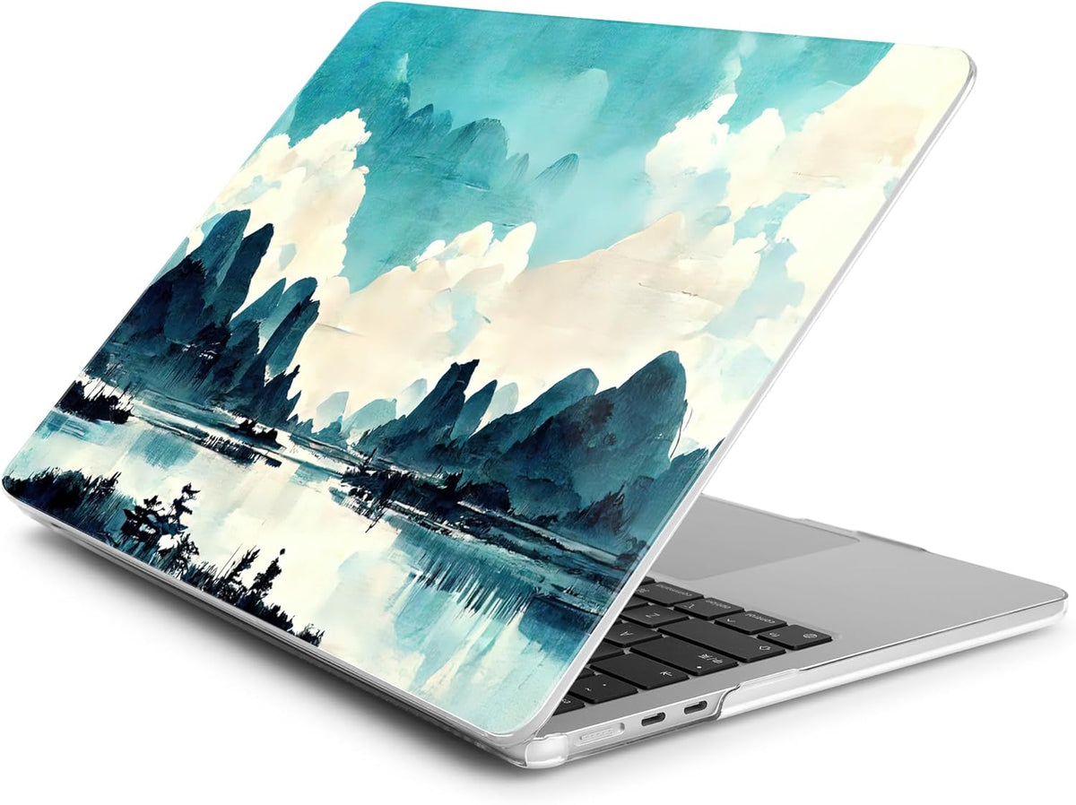 Batianda Premium Case for New MacBook Air 15 inch 2025 M4 2024 2023 with M3 M2 Chip Model A3241/A3114, Designed Protective Plastic Hardshell & Keyboard Cover & Screen Protector, Landscape Painting