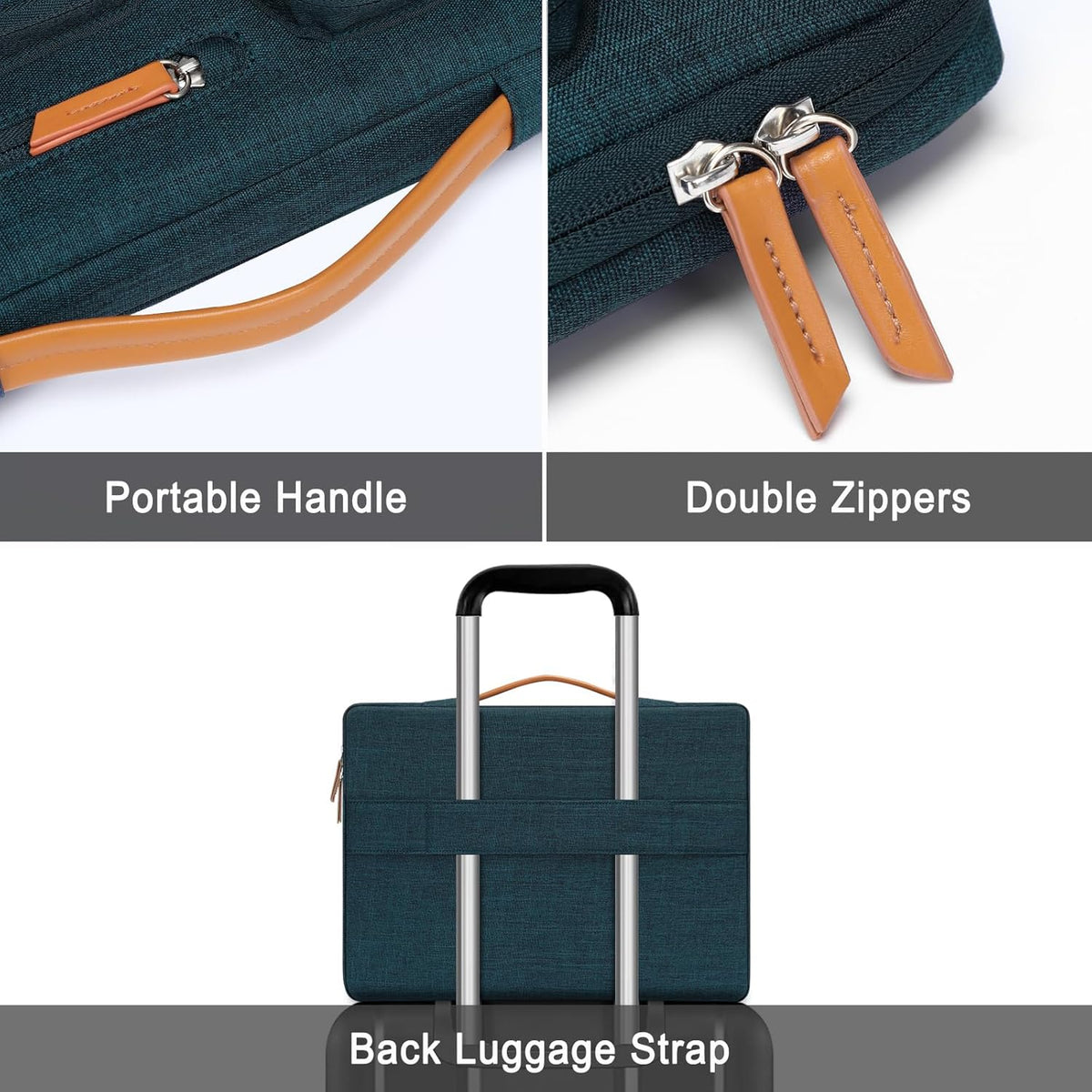 MOSISO 360 Protective Laptop Sleeve for MacBook Air 13 inch M3 M2 M1 2024-2018 / Pro 13 inch 2024-2016, Teal Green