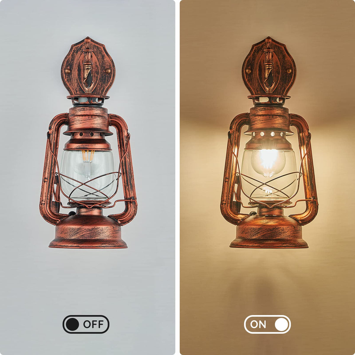 NOXARTE Rustic Wall Sconce Lighting Lantern Mounted Light with Glass Lampshade for Hallway Farmhouse Loft W7 x H15