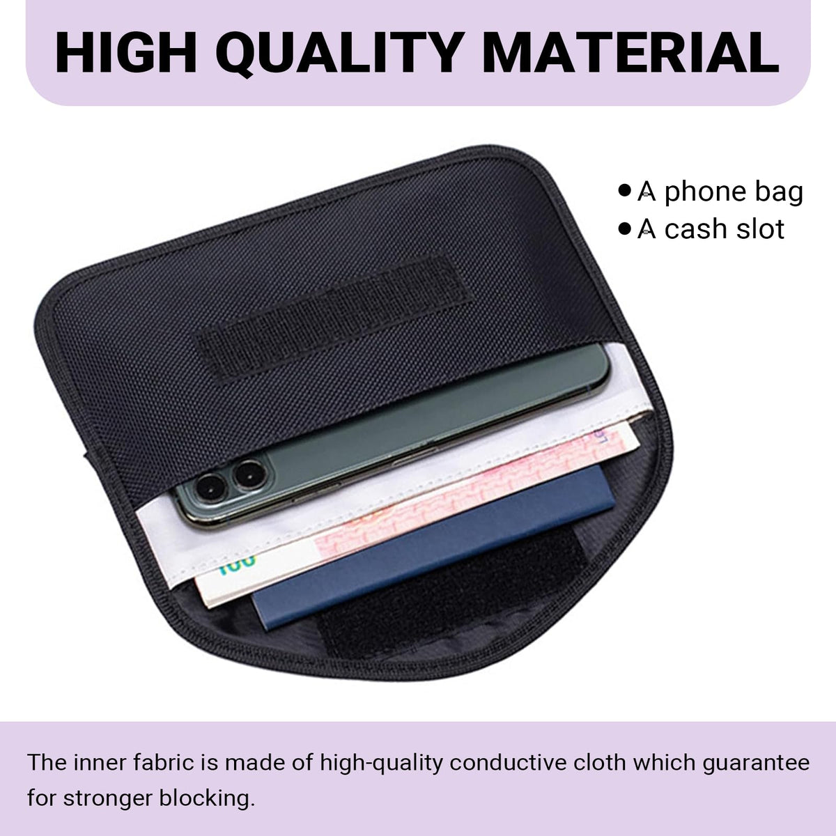 Heyzidu 2 PCS Faraday Bags for Car Key Phones, Privacy Protection Faraday Bag, Anti-theft Anti-tracking Signal Blocking Bag, Universal for Most Cars