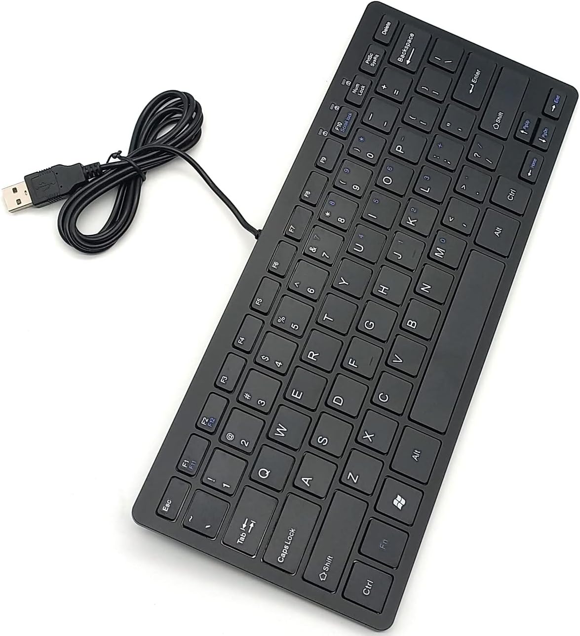 Mini Wired Keyboard (English), Ultra Thin Portable 78 Keys USB Multimedia for Desktop, Laptop, Windows