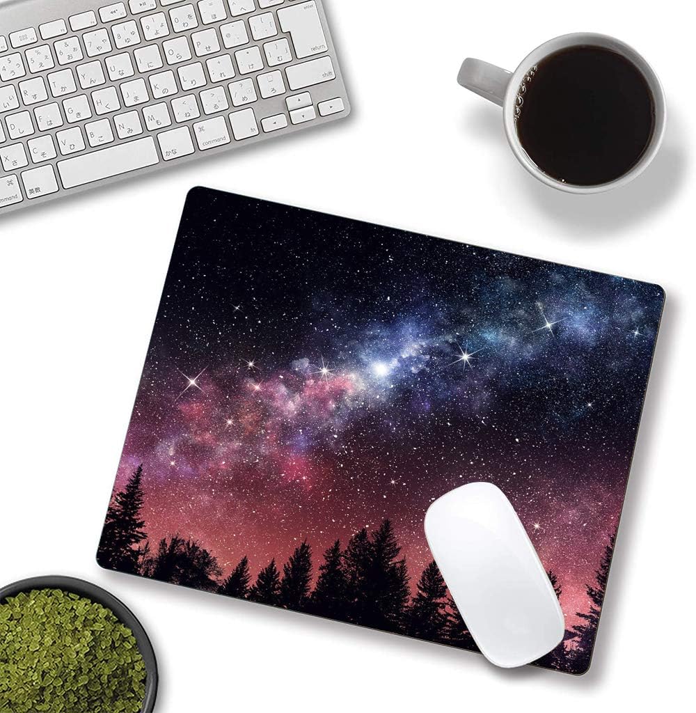 Hokafenle Square Mouse Pad, Galaxy Mouse Pad, Mouse Mat Square Waterproof Mouse Pad Non-Slip Rubber Base MousePads for Office Laptop, Pines Trees