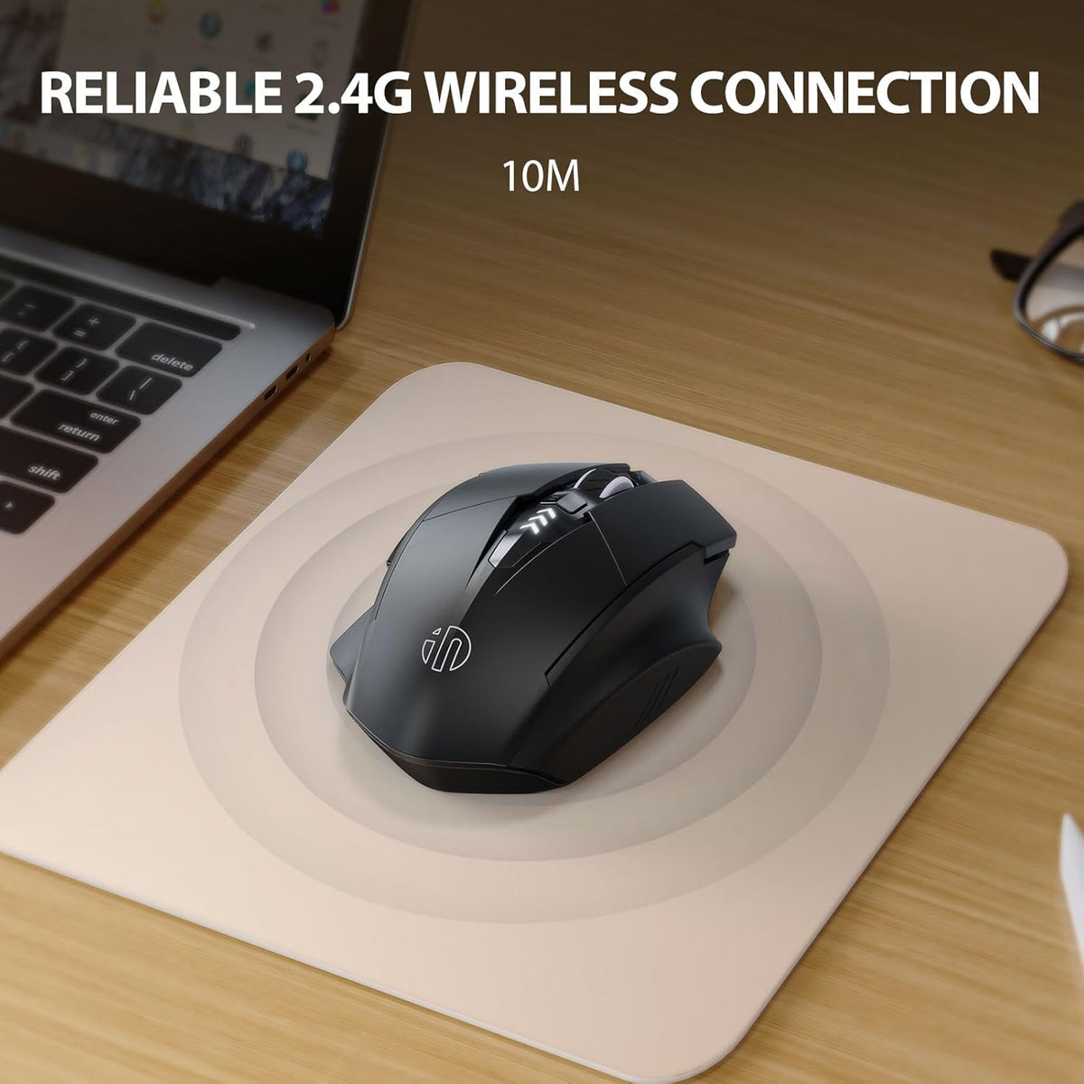 INPHIC 2.4G 6 2400DPI 4 Wireless Mouse Rechargeable, [Battery Level Visible], Silent Click USB Cordless Mouse