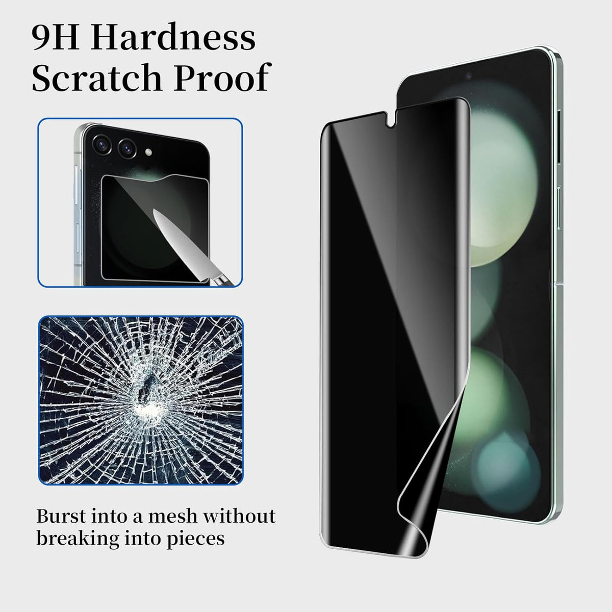 Samsung Galaxy Z Flip 6 Privacy Screen Protector [6 Pack], 2 Pack Internal Anti-Spy Film + 2 Pack Outer Privacy Glass +