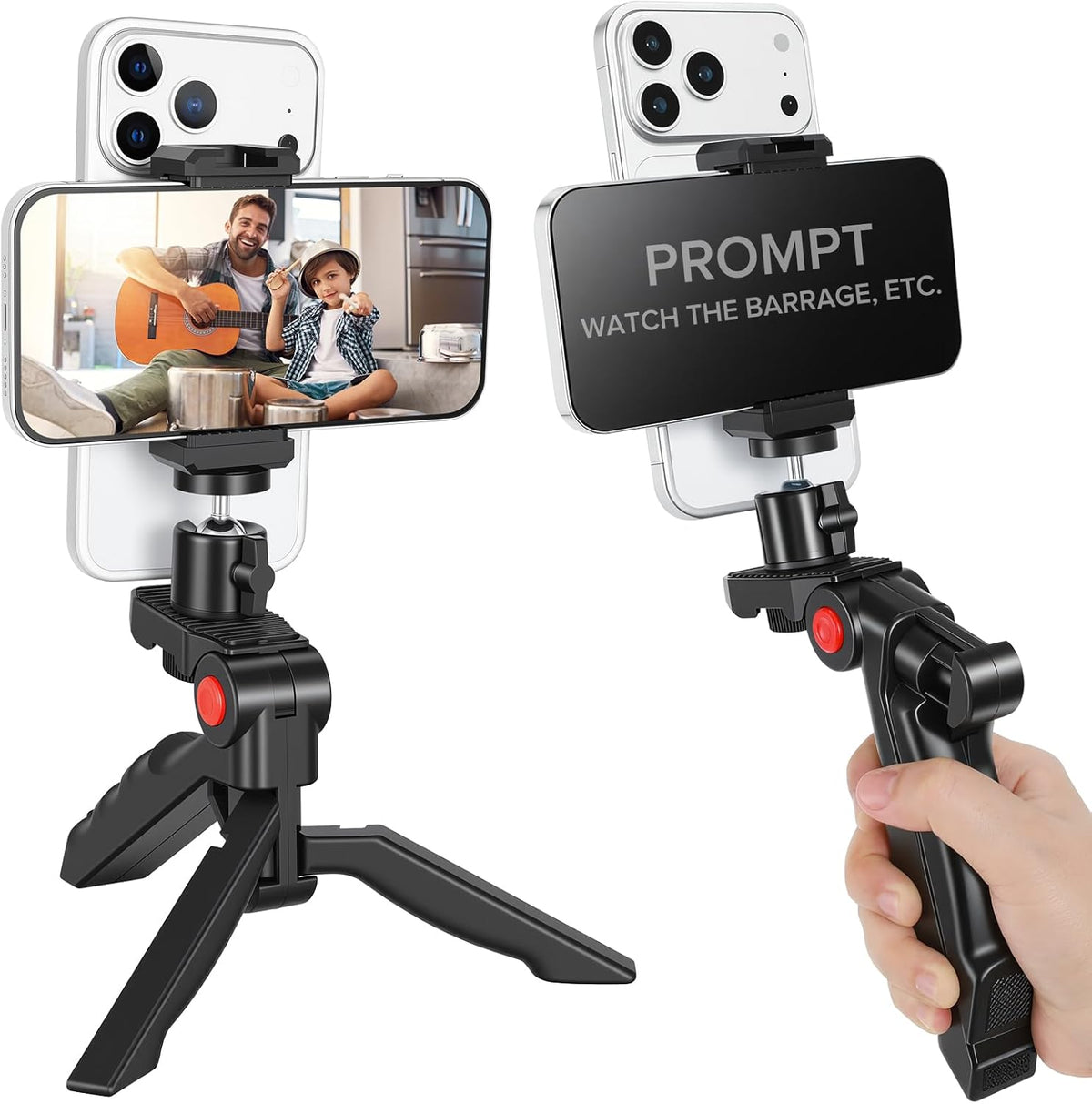 Heliora Teleprompter Kit for iPhone & Android (with Tripod), Double Phone Holder for Video Recording, Easy Storage