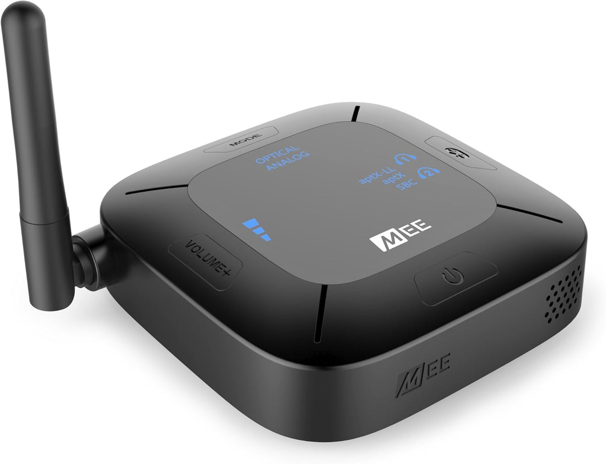 MEE audio Connect Hub Bluetooth Transmitter/Receiver with Audio Pass-Through for TV/Home Stereo with 3.5mm Jack/AUX/RCA/Optical Input; USB Multi-stream Bluetooth Adapter for Dual Headphones/Speakers